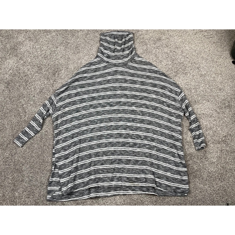 Postmarkโ Sweater Womens Medium Gray Striped Turtleneck Dolman Anthropologie Top